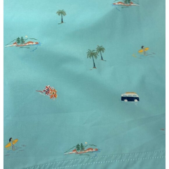Far West Swim Shorts Mens Aqua Trunks Tropical Print Palm Trees Pockets Lined - Picture 2 of 11